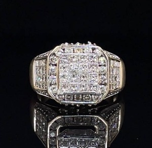 2.50 CARAT Princess Diamond Square Cluster Geometric 14k Yellow Gold Must See $4,999 Retail