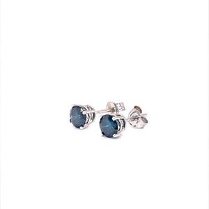 1.00 CARAT Fancy Blue Diamond Round Solitaire Stud Earrings in White Gold VIDEO