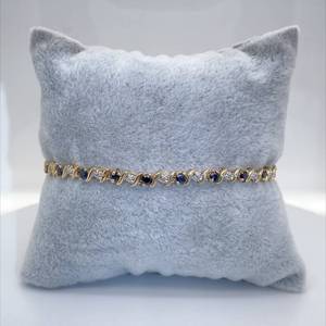 1.00 CARAT Blue Sapphire & Diamond Tennis Bracelet 14k Yellow Gold $1900 Retail