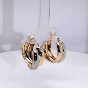 Classy Twisted Oblong Tubular Double Hoop Earrings in 14k Yellow & White Two-Tone Gold $850 Retail VIDEO