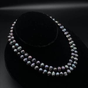 Black Tahitian Pearl Baroque Double Strand 16 Estate Necklace w 14k Yellow Gold Square Filigree Clasp $1600 Retail