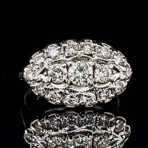 0.70 Carat Diamond VS Clarity Marquise Cluster Antique Style Princess Estate Ring in 14k White Gold $4,850 Retail VIDEO