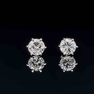 0.75 Carat Diamond Round Solitaire Classic 6-Prong Stud Earrings in 14k White Gold $1999 Retail