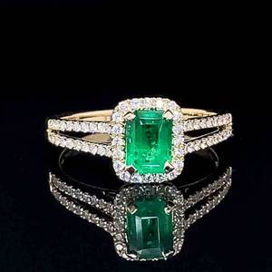 BRAND NEW 0.33ctw Diamond & Emerald Halo Cluster Split Shoulder Ring in 14k Yellow Gold $2999 Retail VIDEO
