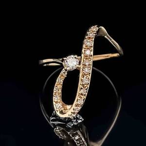 14 Carat Diamond Solitaire Infinity Ribbon Vintage Estate Ring in 14k Yellow Gold $1575 Retail