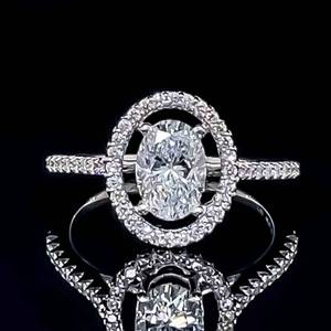 BRAND NEW 1.10 Carat Engagement Ring w Oval Diamond Floating in New 18k White Gold Halo $5750 Retail VIDEO