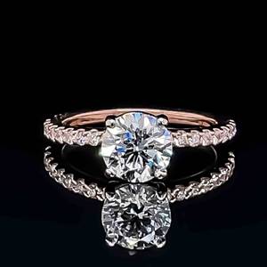 1.52 Carat Diamond Round Solitaire Pave Ring in 14k Rose Gold $4150 Retail VIDEO