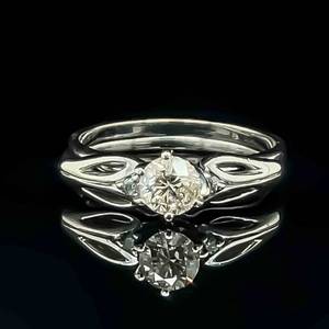 0.78 Carat Diamond Bridal Engagement RingRing Guard 2-Piece Wedding Set in White Gold $1999 Retail