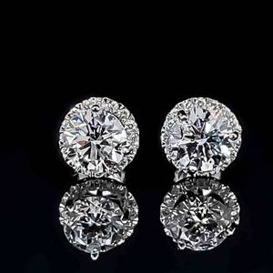 BRAND NEW 2.49 CARAT Round Diamond Solitaire Hidden Halo 3-Prong Martini Stud Earrings in 14k White Gold $6500 Retail VIDEO