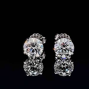 BRAND NEW 2.15 Carat Diamond (E COLOR) Round Solitaire Stud Earrings w Lab Certification Report $7299 Retail