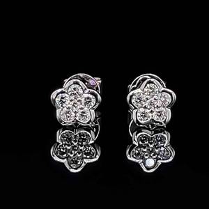 BRAND NEW Never Worn 0.25ctw Diamond Floral Cluster French Pave Stud Earrings in 14k White Gold $1799 Retail VIDEO