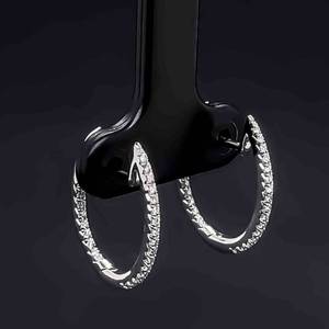 Diamond Inside Out Hoop Earrings 14k White Gold New, Never Worn $1895 Retail VIDEO