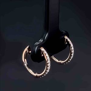 BRAND NEW Very Fine Diamond Small Thin Huggie Hoop Earrings in 14k Rose Gold $1899 Retail VIDEO
