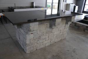 lot 1 image: NEW Granite Top Outdoor Bar with Concrete Block Base