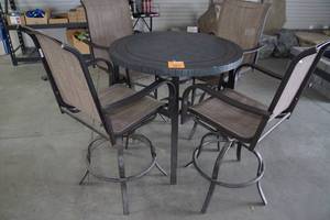 lot 5 image: Bar Height Patio Table with Chairs