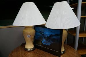 lot 22 image: 2 Table Lamps and Eagle Picture