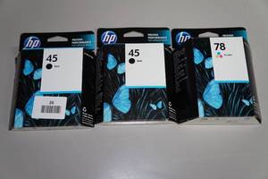 lot 26 image: HP Ink Cartridges - 45 Black, 78 Tri-Color