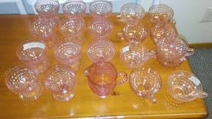 Pink Depression Glass, Teacups, Sherbets.