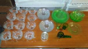 Green and Clear Glass Ware � See pics.