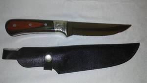 Wood Handle Knife, Curved Blade, 10 in. Long