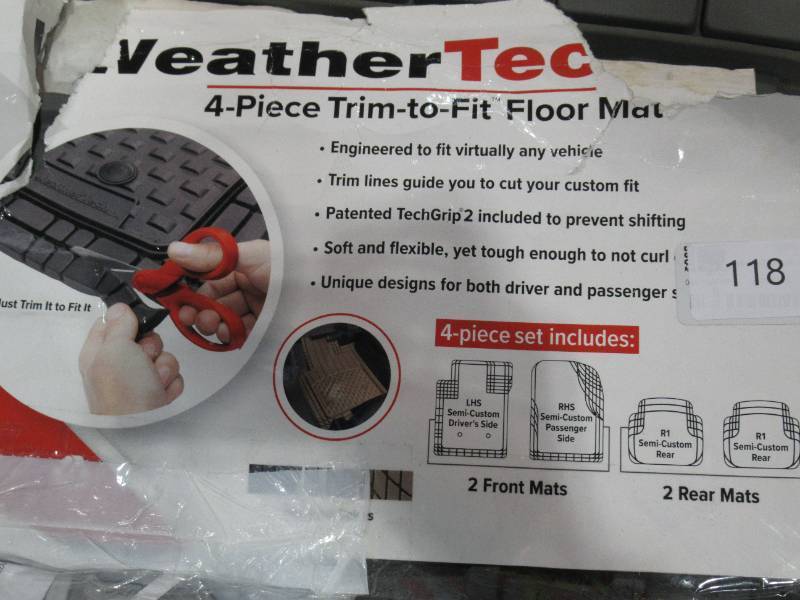 lot 118 image: WeatherTech 4-piece Trim-to-Fit Car Mats-Gray