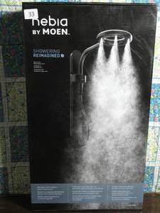 lot 33 image: MOEN Nebia 1-Spray 8 in. Dual Shower Head and Handheld Shower Head with Magnetic Remote Dock in Matte Black