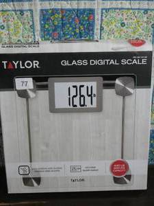 lot 77 image: Taylor Digital Glass Bathroom Scale w X-Large Display 440lb