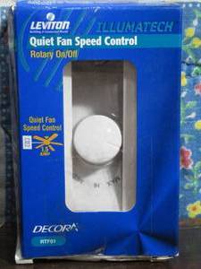 lot 95 image: Leviton RTF01-10Z IllumaTech 1.5A Quiet Step Rotary Fan Speed Control, Single Pole, White
