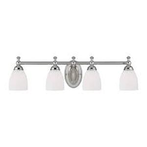 lot 123 image: Millennium Lighting 4 Light 30 Wide Bathroom Vanity Light with Glass Shades-Chrome