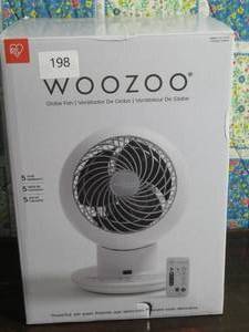 lot 198 image: Woozoo Globe Multi-Directional 5-Speed Oscillating Fan w Remote