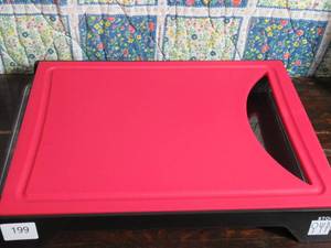 lot 199 image: Storable Solutions Cutting Board w 2 Removeable Trays, Red