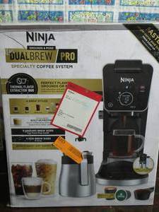lot 205 image: Ninja - DualBrew 12-Cup Specialty Coffee System with K-cup compatibility, 4 brew styles, and Frother - BlackSilve