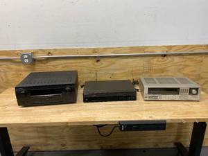 lot 147 image: DENON AV Surround Receiver, SAMSUNG DVD Recorder & VCR DVD, and PIONEER Computer Stereo Receiver