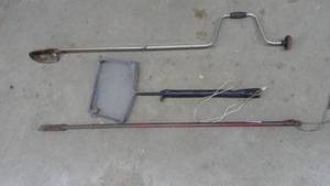 lot 20 image: Fishing Items, Ice Chisel, 6 Ice Augers, Minnow net