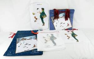 Lot of Vintage Norman Rockwell Art Holiday Gift Boxes and Bags