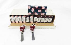 12 Sets of Polystone Candy Cane Butter Knives