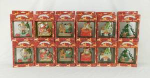 Lot of 12 Vintage Hermitage Pottery Traditional Trim Ornaments