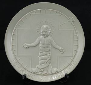 Vintage 1970 Frankoma Pottery King of Kings Christmas Plate by John Frank