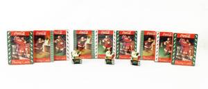Lot of 9  Vintage Coca Cola Santa Claus Playing Cards Decks and 3 Miniature Santa Claus Drinking Coca Cola Ornaments