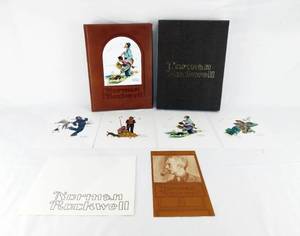 lot 1 image: Noman Rockwell SIGNED 1975 Limited Edition Norman Rockwells America  Leather Bound Book With Grandpa & Me Print Set