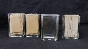 lot 1 image: Set of 2 Vintage 4 Inch Tall Glass Museum Jars With Covers - Made in Western Germany