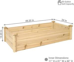 Sunnydaze Outdoor Rectangular Wood Raised Garden Bed