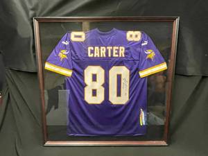 lot 10 image: Autographed Chris Carter MN Vikings football jersey, Authenticated, framed