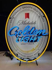 lot 19 image: Michelob Golden Light oval neon