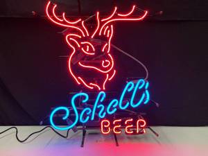 lot 23 image: Schells stag head neon with blue script