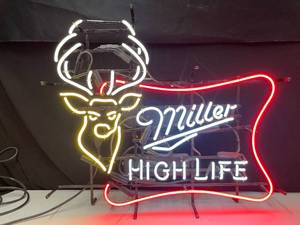 lot 25 image: Miller High Life neon with yellow stag head
