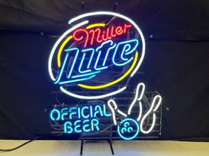 lot 41 image: Miller Lite Official Beer, bowling pins neon