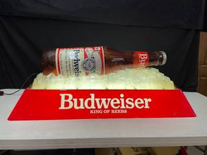 lot 58 image: Budweiser pool table lamp, bottle on ice