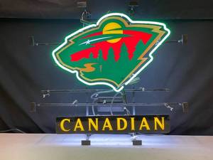 lot 77 image: Windsor Canadian, MN Wild hockey neon