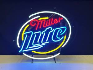 lot 97 image: Miller Lite red, white, blue and yellow neon